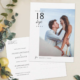 Enkel Elegant Chic Foto Bröllop spara datum Meddelande Vykort