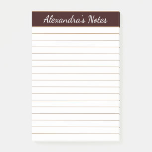 Enkel Elegant Chocolate Brown Linted Personlig Post-it Block
