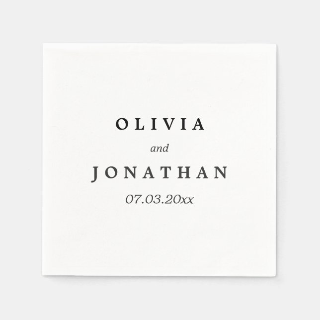 Enkel Elegant | Classic Bröllop Napkins Pappersservett (Framsidan)