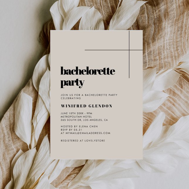 Enkel elegant Cream-bachelorette-partiinbjudan (Skapare uppladdad)