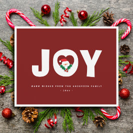 Enkel Elegant Cute Santa Joy Julkort