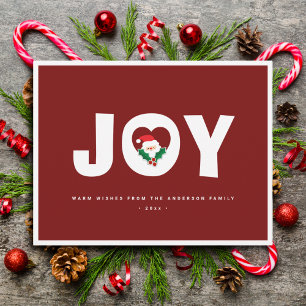 Enkel Elegant Cute Santa Joy Julkort