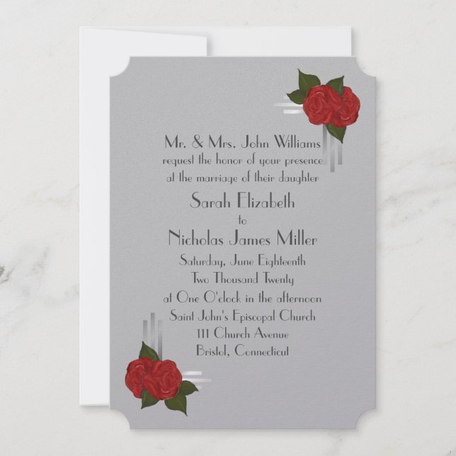 Enkel Elegant Deco Ro Bröllop Inbjudningar (Framsida)