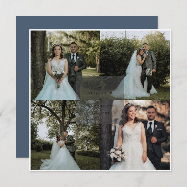 Enkel Elegant Dusty Blue Ampersand Photo Bröllop Spara Datumet (Fram/baksida)