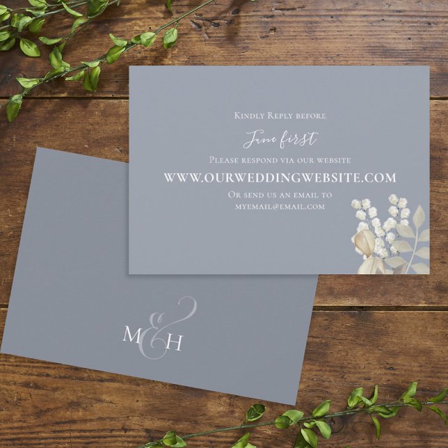 Enkel Elegant Dusty Blue Guld Foliage via webbplat OSA Kort (Skapare uppladdad)