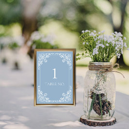 Enkel Elegant Dusty Blue Vintage Gräns Bordsnummer