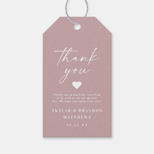 Enkel Elegant Dusty Mauve Rosa Bröllop Tack Presentetikett