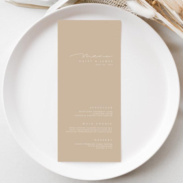 Enkel Elegant Dusty Taupe Bröllop Menu Meny (Skapare uppladdad)