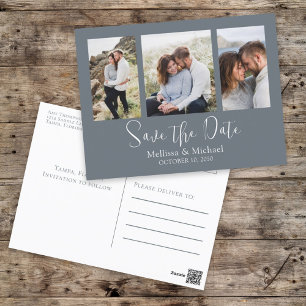 Enkel Elegant - Duty Blue Multi Photo Calligraphy Vykort