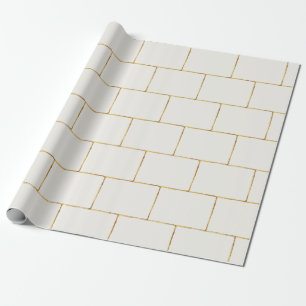 Enkel Elegant Ecru Guld Geometric Brick Gift Presentpapper