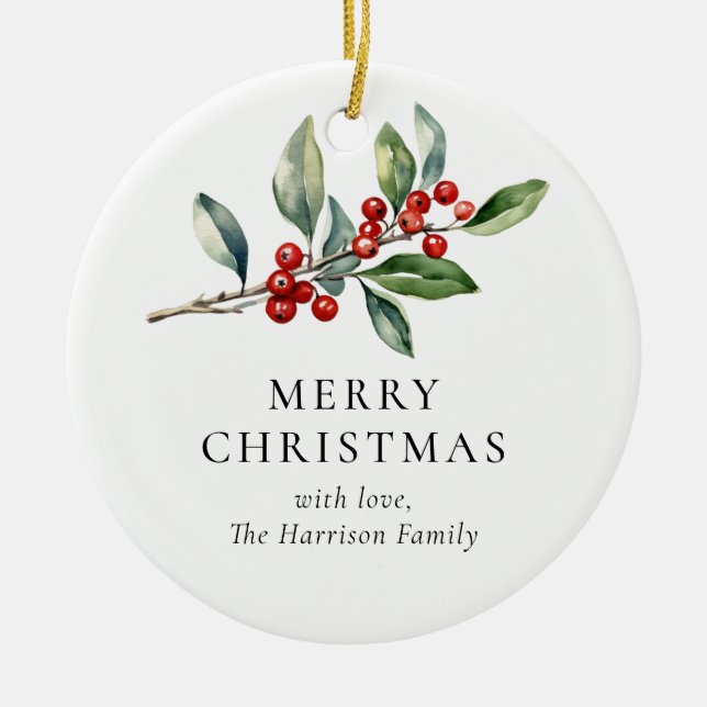 Enkel Elegant en fotojul, botaniskt Julgransprydnad Keramik (Framsidan)
