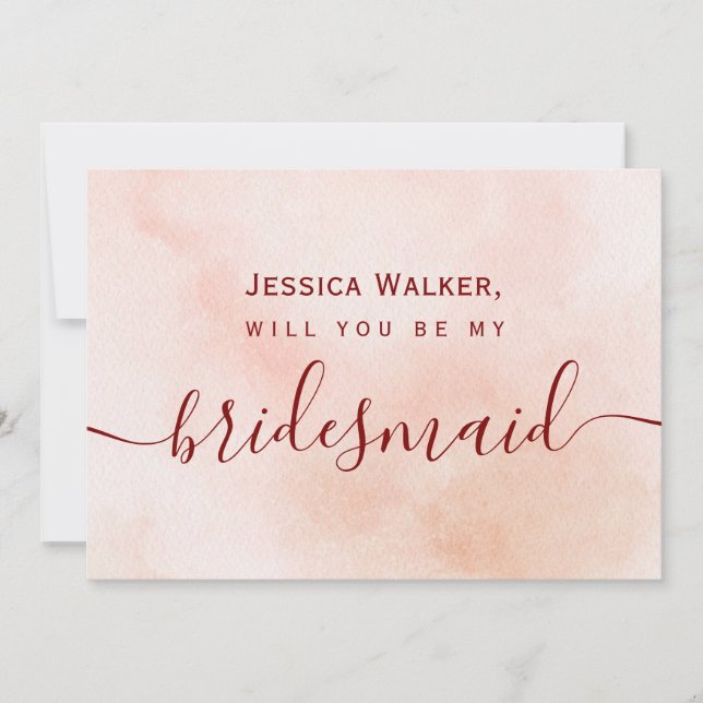 Enkel Elegant Estetisk Akvarell min brudtärna Inbjudningar (Framsida)