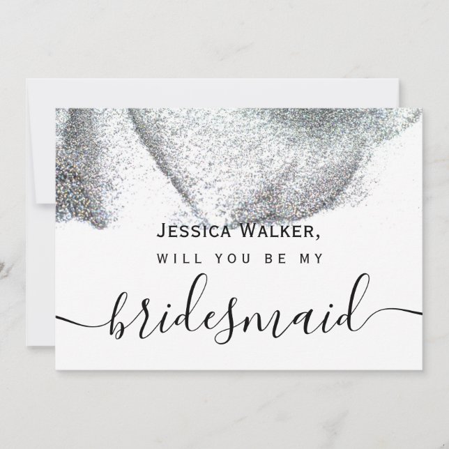 Enkel Elegant Estetisk Glitter min brudtärna Inbjudningar (Framsida)