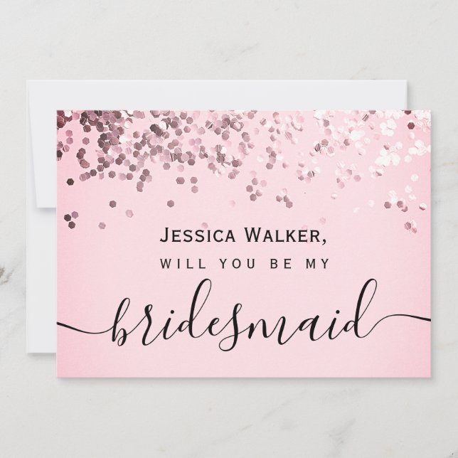 Enkel Elegant Estetisk Glitter min brudtärna Inbjudningar (Framsida)