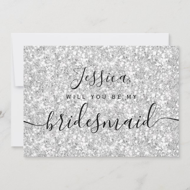 Enkel Elegant Estetisk Glitter min brudtärna Inbjudningar (Framsida)