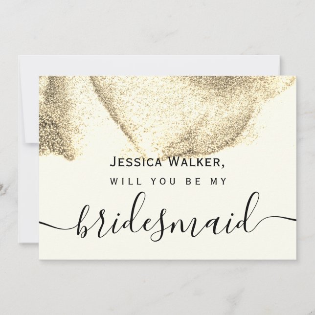 Enkel Elegant Estetisk Glitter min brudtärna Inbjudningar (Framsida)