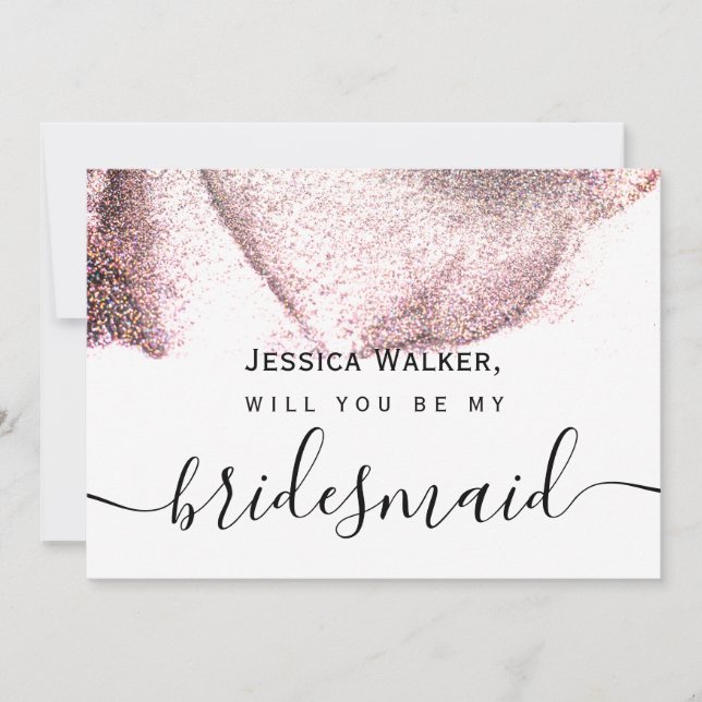 Enkel Elegant Estetisk Glitter min brudtärna Inbjudningar (Framsida)