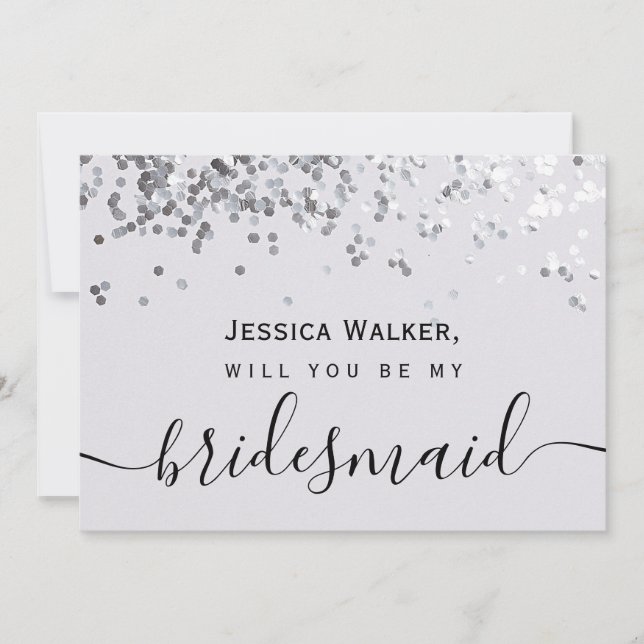 Enkel Elegant Estetisk Glitter min brudtärna Inbjudningar (Framsida)
