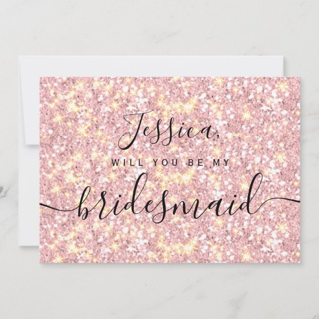 Enkel Elegant Estetisk Glitter min brudtärna Inbjudningar (Framsida)