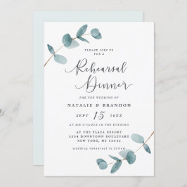 Enkel Elegant Eucalyptus Bröllop Rehearsal Middag Inbjudningar