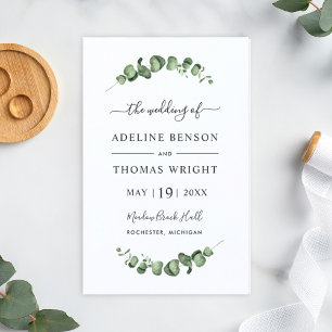 Enkel Elegant Eucalyptus Greenery-Bröllopsprogram