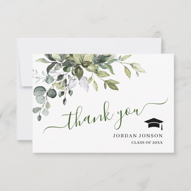 Enkel Elegant Eucalyptus Greenery Studenten Tack Kort (Framsida)