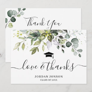 Enkel Elegant Eucalyptus Greenery Studenten Tack Kort