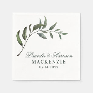 Enkel Elegant Eucalyptus Gren Bröllop Pappersservett
