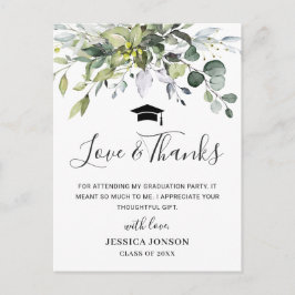Enkel Elegant Eucalyptus Studenten Tack Meddelande Vykort