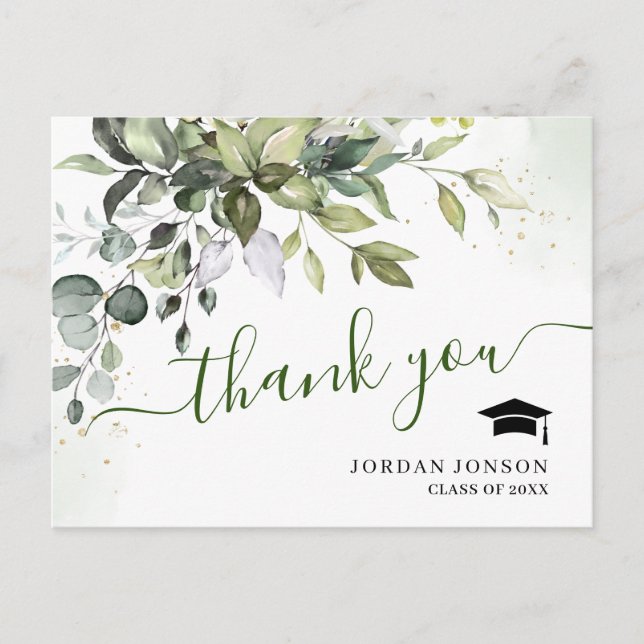 Enkel Elegant Eucalyptus Studenten Tack Vykort (Framsida)