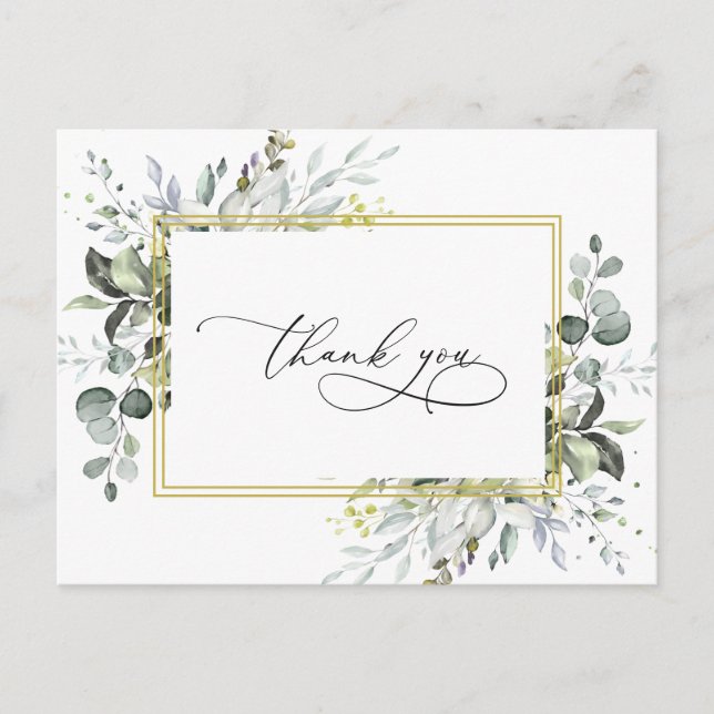 Enkel Elegant Eucalyptus Watercolor Greenery Vykort (Framsida)