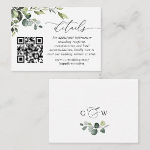 Enkel Elegant Eukalyptus Bröllll QR-kod Detaljer Tilläggskort