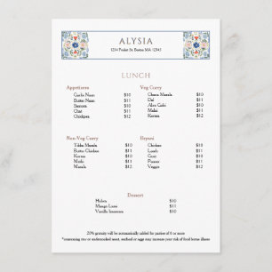 Enkel Elegant Europeisk Kakel Restaurang Lunch Meny