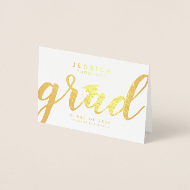 Enkel Elegant Examen Guld Folie Välkomstkort Folierat Kort (Framsida)