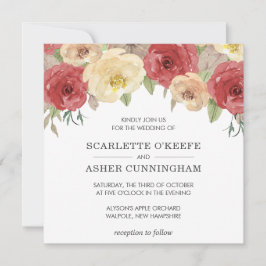 Enkel Elegant, fallande Blommigt Bröllop Inbjudningar