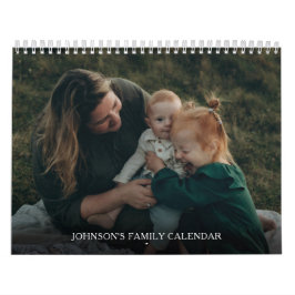 Enkel Elegant Familjefoto Kalender