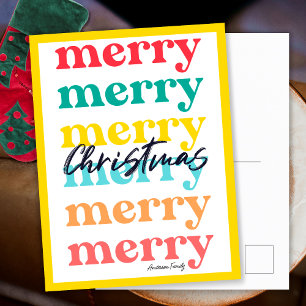 Enkel Elegant Färgrik Gul God Jul Helg Vykort