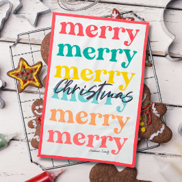 Enkel Elegant Färgrik Röd God Jul Kökshandduk