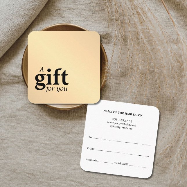 Enkel Elegant Faux Guld Beauty Salon Gift Fyrkantigt Visitkort (Skapare uppladdad)