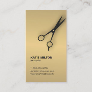Enkel Elegant Faux Guld Black Scissor Hairstyle Visitkort