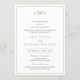 Enkel Elegant Faux Guld Classic Monogram Bröllop Inbjudningar