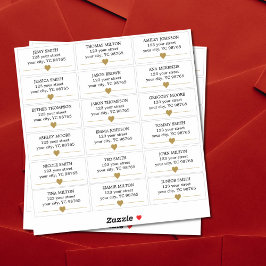 Enkel Elegant Faux Guld Heart Line Bröllop-etikett Klistermärken