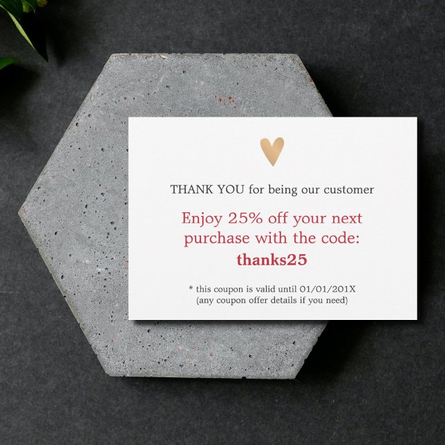 Enkel Elegant Faux Guld Heart Tack Coupon (Skapare uppladdad)
