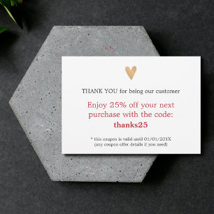 Enkel Elegant Faux Guld Heart Tack Coupon Kort