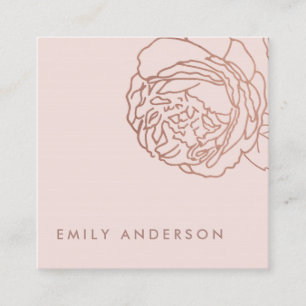 ENKEL ELEGANT FAUX  ROSA ROS GULD BLOMMIGT FYRKANTIGT VISITKORT