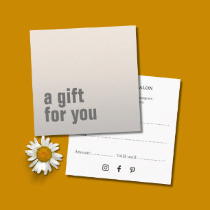 Enkel Elegant Faux Silver Beauty Salon Gift Card Fyrkantigt Visitkort