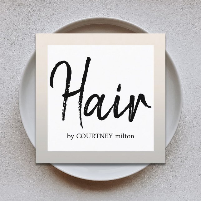 Enkel Elegant Faux Silver BlackWhite Hair Stylist Fyrkantigt Visitkort (Skapare uppladdad)