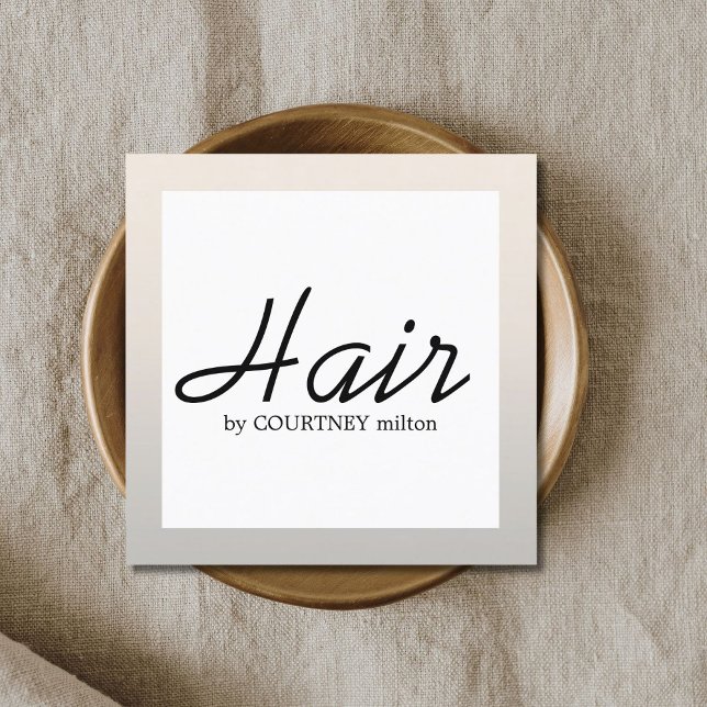 Enkel Elegant Faux Silver BlackWhite Hair Stylist Fyrkantigt Visitkort (Skapare uppladdad)