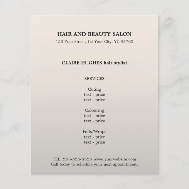 Enkel Elegant Faux Silver Hairdresser  Flygblad (Framsidan)