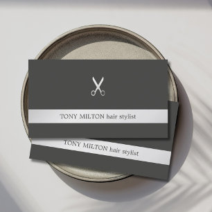 Enkel Elegant Faux Silver Saxor Hair Stylist Visitkort